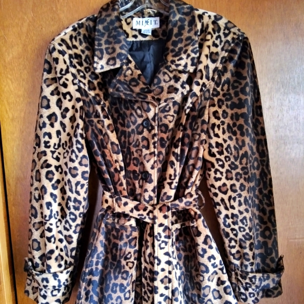 Leopard Print Lined Jacket/Large